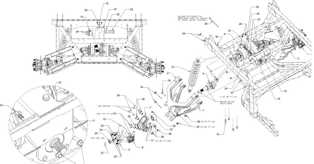 Axle-Rear Diagram and Parts List for 747EFI4X4 (37AM486D010)(2016) Cub Cadet Lawn Tractor Accessories